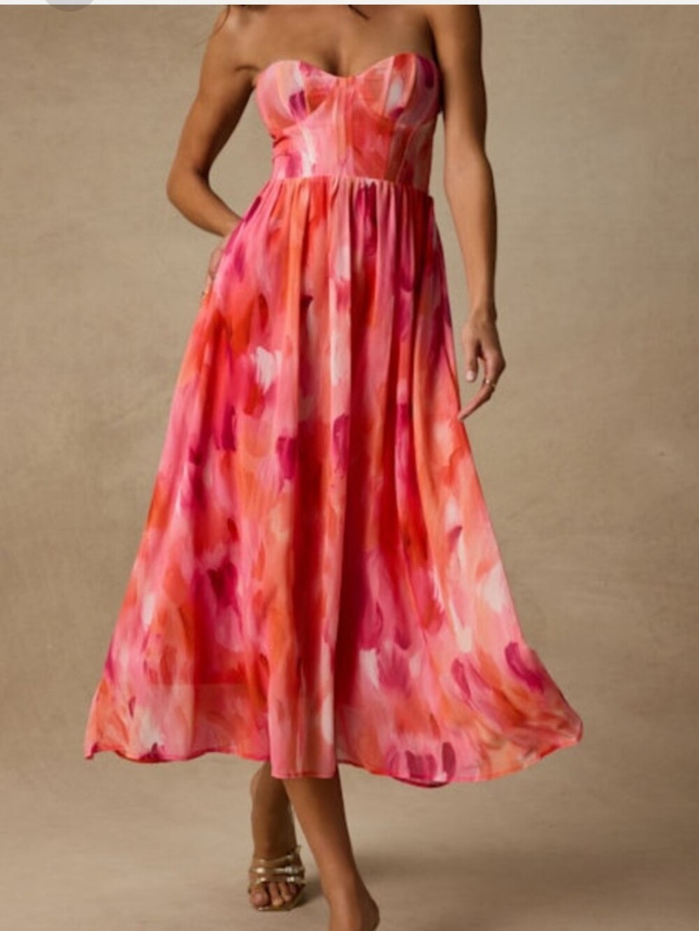 NWT Lulus Pink Strapless Bustier Midi Dress Size Medium